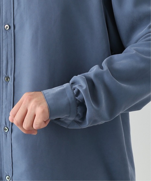 EDIFICE LA BOUCLE（エディフィスラブークル）の「【LA BOUCLE】スタンドカラーシャツ パウダーレーヨン（シャツ/ブラウス・メンズ・カーキ/サックスブルー/アイボリー・2/1/3）」の6枚目の写真