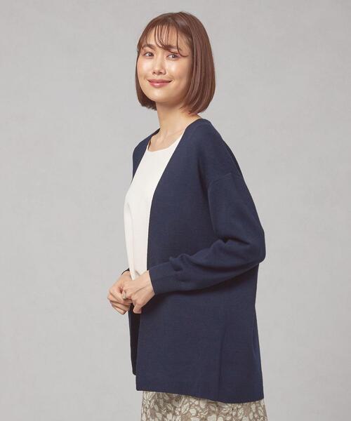 closet story(クローゼットストーリー)の「<closet story(クローゼットストーリー)>ノーボタン カーディガン -ウォッシャブル-(カーディガン/ボレロ・レディース・ベージュ/ネイビー・FREE)」の4枚目の写真