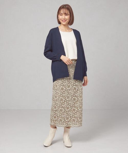closet story(クローゼットストーリー)の「<closet story(クローゼットストーリー)>ノーボタン カーディガン -ウォッシャブル-(カーディガン/ボレロ・レディース・ベージュ/ネイビー・FREE)」の7枚目の写真