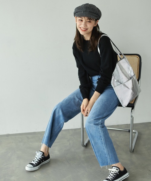 韓国 ワイドデニム パンツ デニム ジーンズ カットオフ 全4color カットオフワイドデニム（デニムパンツ）｜Edit Sheen