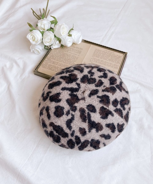 セール】レオパードベレー帽（ハンチング/ベレー帽）｜Loueme（ルエム