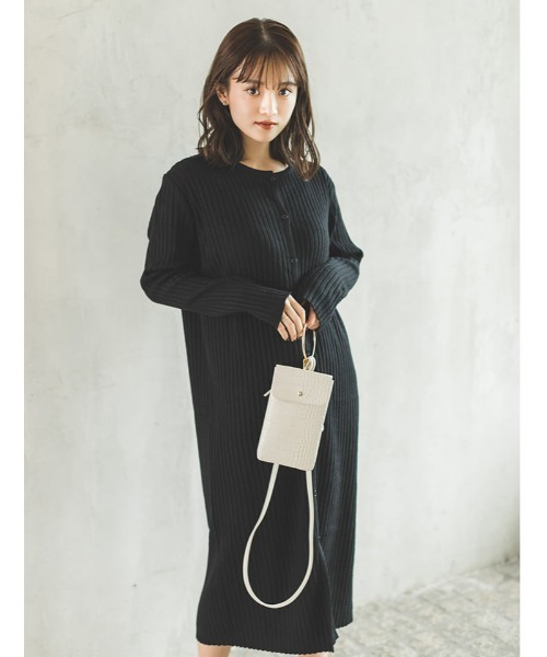 fifth calin（フィフスカラン）の「細見えリブニットカーデワンピース（ワンピース・レディース・ブラック/ブラウン・MEDIUM）」の13枚目の写真