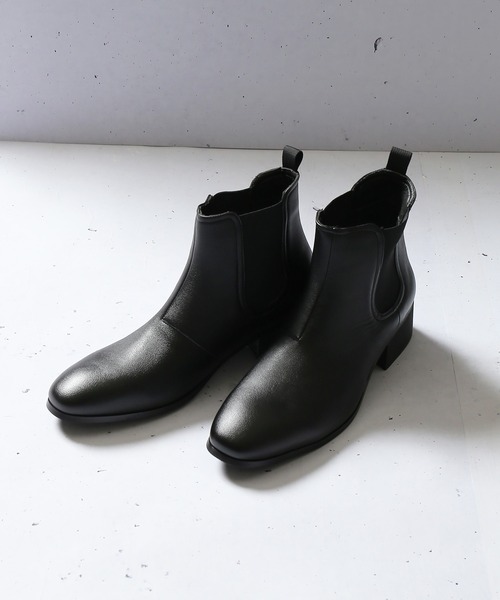 SPINNS（スピンズ）の「フェイクレザー ハイヒールゴアブーツ（ブーツ・メンズ・ブラック・26cm/27cm）」の2枚目の写真