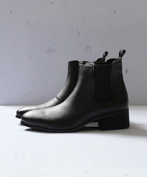 SPINNS（スピンズ）の「フェイクレザー ハイヒールゴアブーツ（ブーツ・メンズ・ブラック・26cm/27cm）」の6枚目の写真