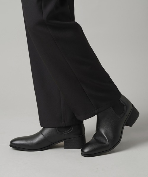 SPINNS（スピンズ）の「フェイクレザー ハイヒールゴアブーツ（ブーツ・メンズ・ブラック・26cm/27cm）」の10枚目の写真