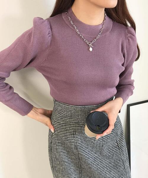 INGNI（イング）の「パワショルリブニット（ニット/セーター・レディース・ブルー/アイボリー/パープル/モカ/ブラック・M）」の5枚目の写真