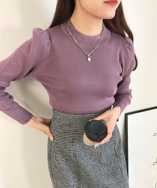 INGNI（イング）の「パワショルリブニット（ニット/セーター・レディース・ブルー/アイボリー/パープル/モカ/ブラック・M）」の17枚目の写真