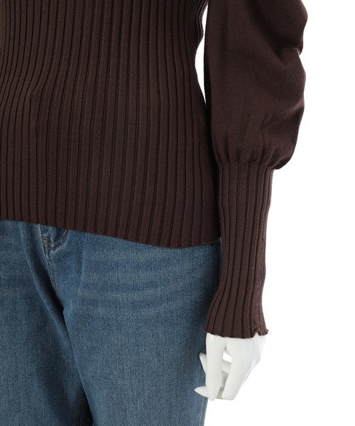 fifth calin(フィフスカラン)の「パフスリーブリブニット(ニット/セーター・レディース・ブラック/ブラウン・MEDIUM)」の8枚目の写真