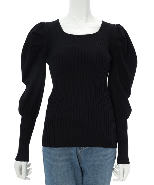 fifth calin(フィフスカラン)の「パフスリーブリブニット(ニット/セーター・レディース・ブラック/ブラウン・MEDIUM)」の10枚目の写真