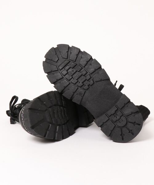 ブラック ソックスブーツ aimoha（アイモハ）の「ソックスブーツ風レースアップ厚底