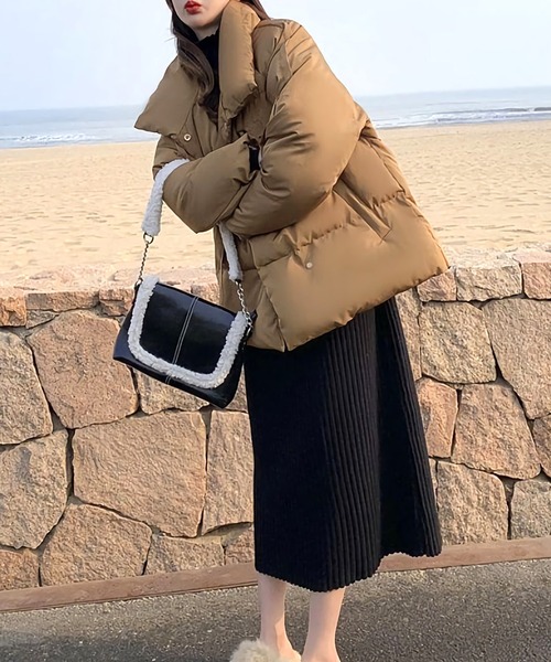 Dita（ディータ）の「変形中綿 ビッグジャケット（ダウンジャケット/コート・レディース・ラベンダー/ブラウン/ホワイト/カーキ/ブラック・L/M）」の11枚目の写真