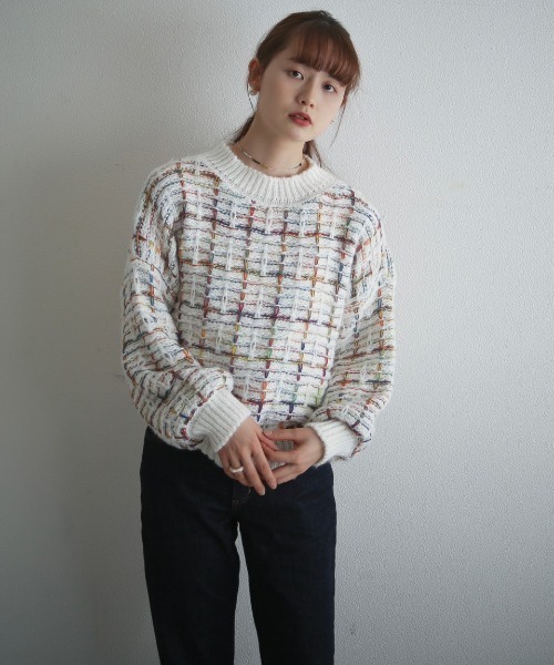 spoon store（スプーンストア）の「レインボー編み込みニット（ニット/セーター・レディース・ホワイト/ブラック・フリー）」の12枚目の写真