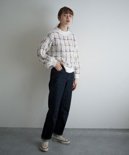 spoon store（スプーンストア）の「レインボー編み込みニット（ニット/セーター・レディース・ホワイト/ブラック・フリー）」の17枚目の写真