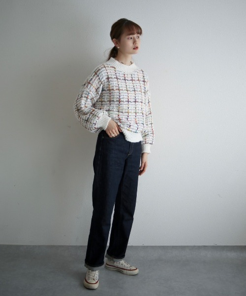 spoon store（スプーンストア）の「レインボー編み込みニット（ニット/セーター・レディース・ホワイト/ブラック・フリー）」の18枚目の写真