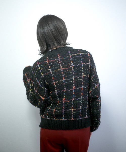 spoon store（スプーンストア）の「レインボー編み込みニット（ニット/セーター・レディース・ホワイト/ブラック・フリー）」の6枚目の写真