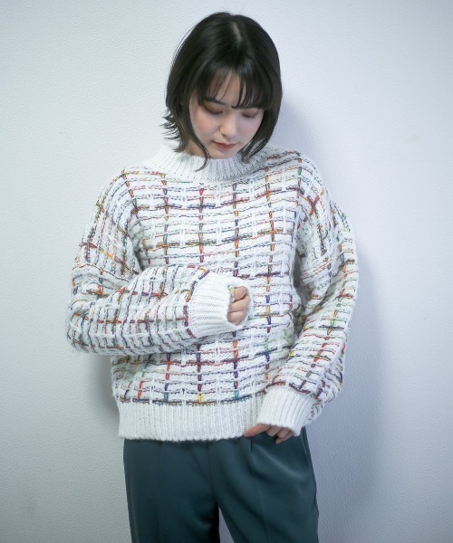 spoon store（スプーンストア）の「レインボー編み込みニット（ニット/セーター・レディース・ホワイト/ブラック・フリー）」の14枚目の写真