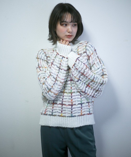 spoon store（スプーンストア）の「レインボー編み込みニット（ニット/セーター・レディース・ホワイト/ブラック・フリー）」の15枚目の写真