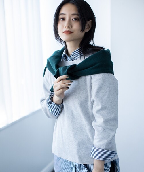 THE SHOP TK (ザ ショップ ティーケー )の「◆総針プルオーバーニット(ニット/セーター・レディース・ライトグレー/ブラック/ダークグリーン/オレンジ/ナチュラル・11/12/13)」の3枚目の写真