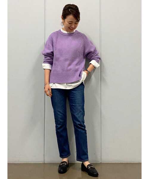 human woman（ヒューマンウーマン）の「◆スタンドカラーシャツ（シャツ/ブラウス・レディース・パープル系その他4/ダークインディゴブルー/ホワイト・SMALL/MEDIUM）」の7枚目の写真