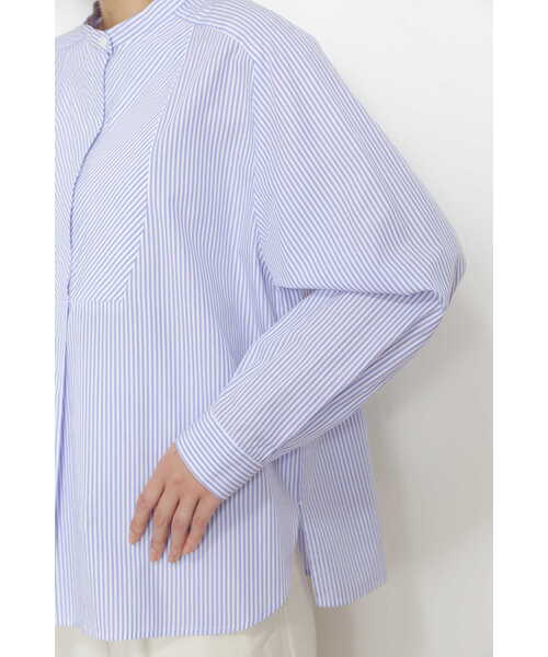 human woman（ヒューマンウーマン）の「◆スタンドカラーシャツ（シャツ/ブラウス・レディース・パープル系その他4/ダークインディゴブルー/ホワイト・SMALL/MEDIUM）」の17枚目の写真