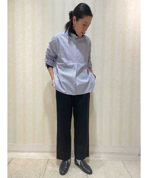 human woman（ヒューマンウーマン）の「◆スタンドカラーシャツ（シャツ/ブラウス・レディース・パープル系その他4/ダークインディゴブルー/ホワイト・SMALL/MEDIUM）」の19枚目の写真
