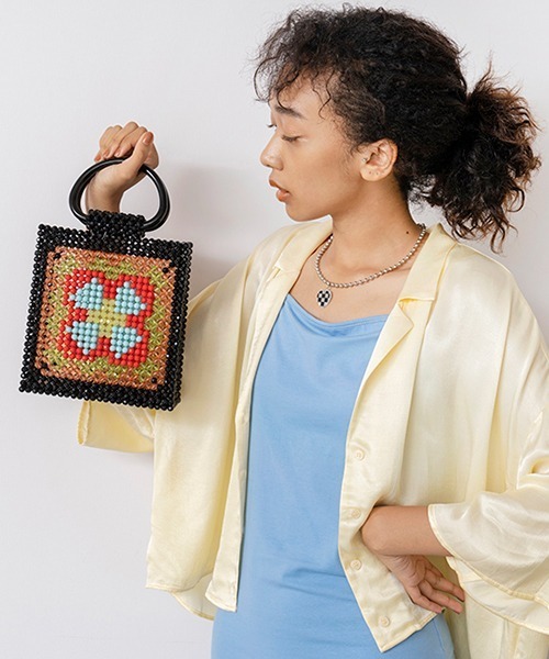 Casselini（キャセリーニ）の「Casselini(キャセリーニ)パターンビーズバッグ（ハンドバッグ・レディース・ブラック/グリーン/ホワイト/クリア・FREE）」の15枚目の写真