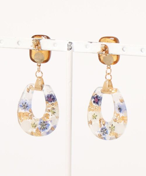 tone(トーン)の「【S.coeuf】ピアス 琥珀カボション×かすみ草(MA)(ピアス(両耳用)・レディース・パープル/ホワイト/ピンク・FREE)」の4枚目の写真