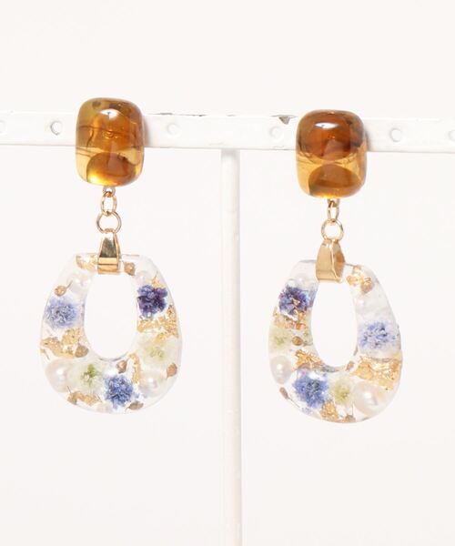 tone(トーン)の「【S.coeuf】ピアス 琥珀カボション×かすみ草(MA)(ピアス(両耳用)・レディース・パープル/ホワイト/ピンク・FREE)」の8枚目の写真