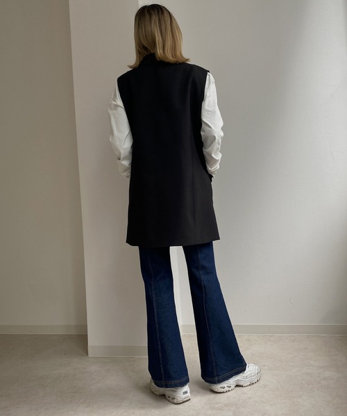 Avvenente(アベネンテ)の「【Avvenente】サイドスリットジレ(テーラードジャケット・レディース・ブラック/オフホワイト/サックスブルー・FREE)」の14枚目の写真