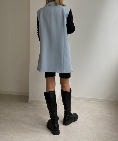 Avvenente(アベネンテ)の「【Avvenente】サイドスリットジレ(テーラードジャケット・レディース・ブラック/オフホワイト/サックスブルー・FREE)」の17枚目の写真