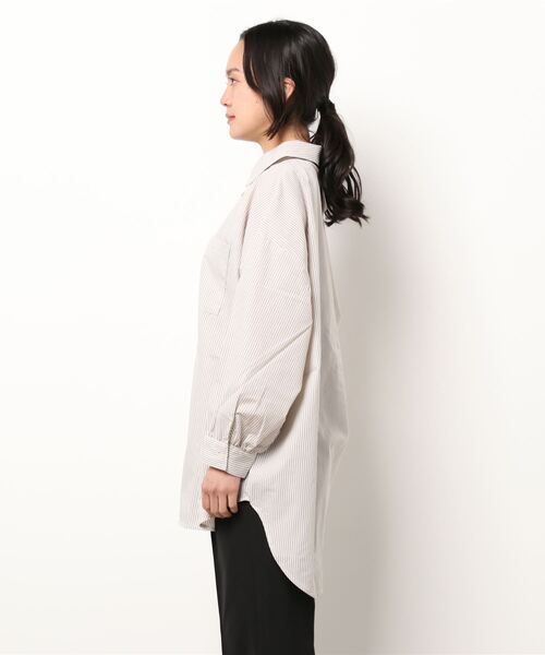 CECIL McBEE（セシルマクビー）の「ストライプBIGシャツ（シャツ/ブラウス・レディース・ベージュ/ピンク/ミント・MEDIUM/LARGE）」の4枚目の写真