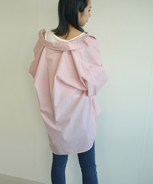 CECIL McBEE（セシルマクビー）の「ストライプBIGシャツ（シャツ/ブラウス・レディース・ベージュ/ピンク/ミント・MEDIUM/LARGE）」の10枚目の写真