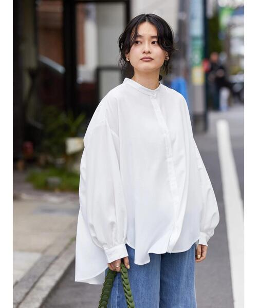 AMERICAN HOLIC（アメリカンホリック）の「イージーケアスタンドカラーバックタックシャツ（シャツ/ブラウス・レディース・オフホワイト/ライトベージュ/ブルー系その他4/イエロー系その他2・M/L）」の5枚目の写真