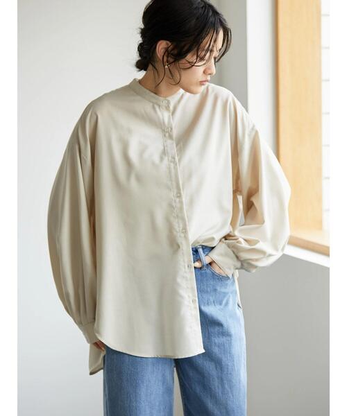 AMERICAN HOLIC（アメリカンホリック）の「イージーケアスタンドカラーバックタックシャツ（シャツ/ブラウス・レディース・オフホワイト/ライトベージュ/ブルー系その他4/イエロー系その他2・M/L）」の6枚目の写真