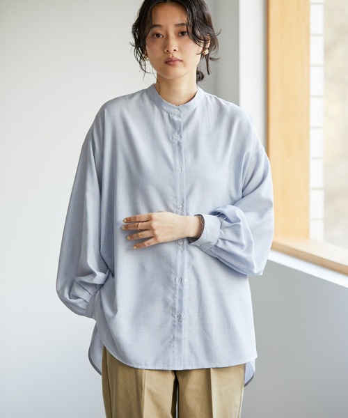 AMERICAN HOLIC（アメリカンホリック）の「イージーケアスタンドカラーバックタックシャツ（シャツ/ブラウス・レディース・オフホワイト/ライトベージュ/ブルー系その他4/イエロー系その他2・M/L）」の3枚目の写真