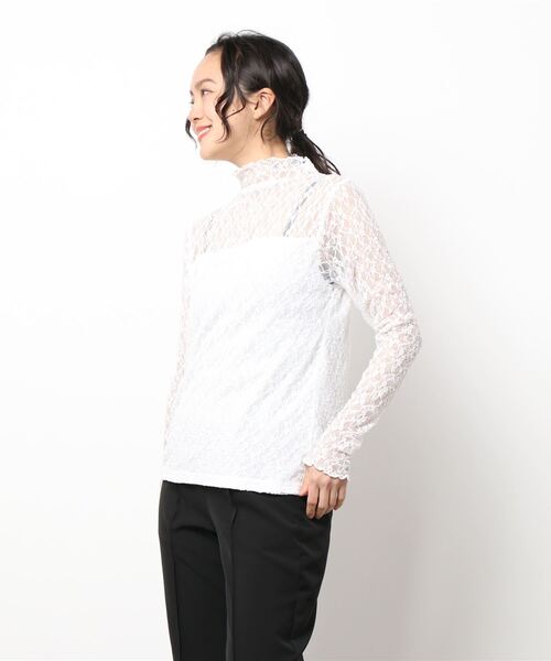 KOBE LETTUCE（コウベレタス）の「前後2wayハイネックレーストップス（その他トップス・レディース・オフホワイト/ブラック・FREE）」の4枚目の写真