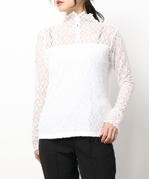 KOBE LETTUCE（コウベレタス）の「前後2wayハイネックレーストップス（その他トップス・レディース・オフホワイト/ブラック・FREE）」の2枚目の写真