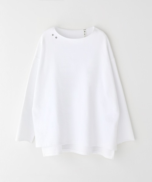 minsobi（ミンソビ）の「ボートネック　カットソー　ユニセックス カットオフBIGスウェット（スウェット・メンズ・ホワイト/ブラック・FREE）」の8枚目の写真