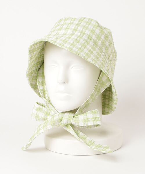WC（ダブル シー）の「ギンガムストラップハット（ハット・レディース・ブラック/ピンク/グリーン・FREE）」の3枚目の写真