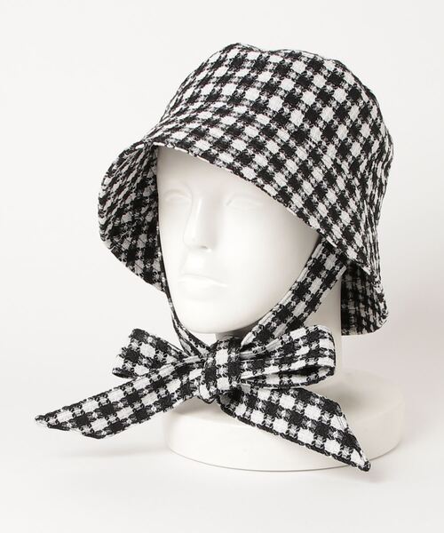 WC（ダブル シー）の「ギンガムストラップハット（ハット・レディース・ブラック/ピンク/グリーン・FREE）」の2枚目の写真