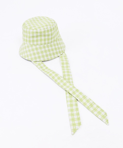 WC（ダブル シー）の「ギンガムストラップハット（ハット・レディース・ブラック/ピンク/グリーン・FREE）」の6枚目の写真
