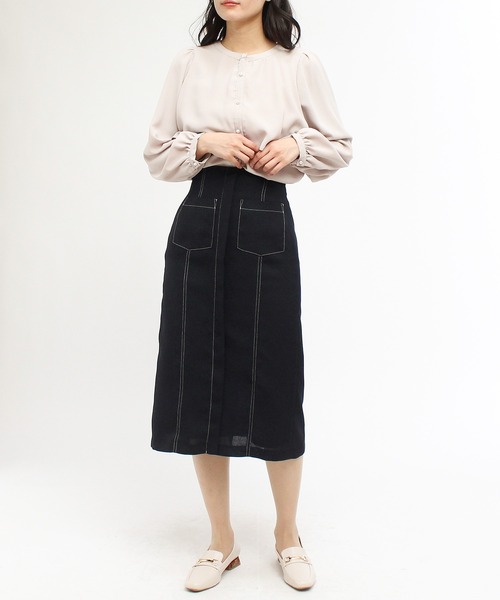 TRUDEA（トルディア）の「ステッチ遣いタイトスカート（スカート・レディース・ベージュ/ネイビー/ブルー・MEDIUM/SMALL/LARGE）」の15枚目の写真