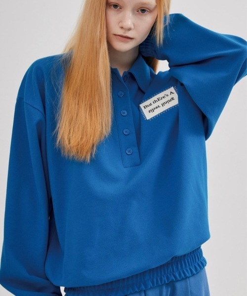 ESC STUDIO（イーエスシースタジオ）の「【ESC STUDIO/イーエスシースタジオ】patch polo mtm/パッチ ポロシャツ スウェット オーバーサイズ（ポロシャツ・メンズ・ブラック/ブルー/ホワイト・ONE SIZE）」の3枚目の写真