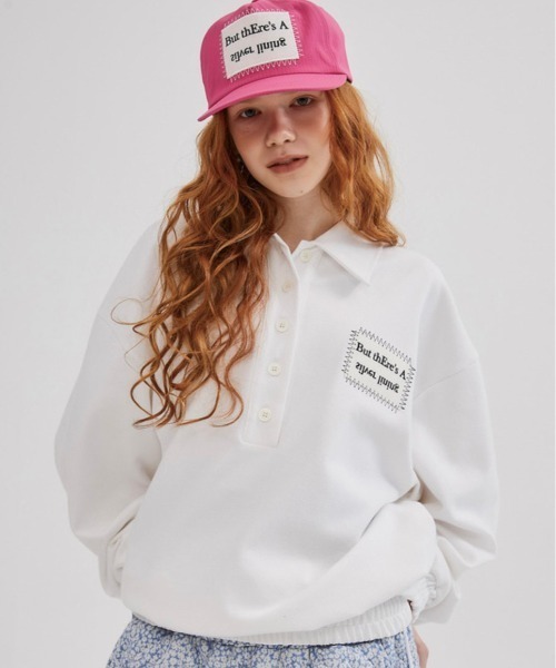 ESC STUDIO（イーエスシースタジオ）の「【ESC STUDIO/イーエスシースタジオ】patch polo mtm/パッチ ポロシャツ スウェット オーバーサイズ（ポロシャツ・メンズ・ブラック/ブルー/ホワイト・ONE SIZE）」の6枚目の写真