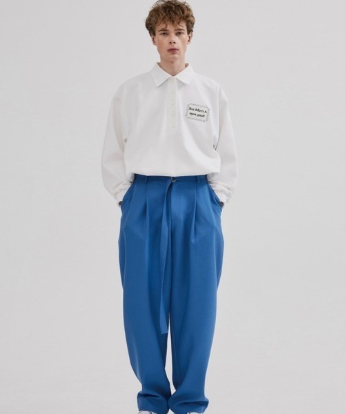 ESC STUDIO（イーエスシースタジオ）の「【ESC STUDIO/イーエスシースタジオ】patch polo mtm/パッチ ポロシャツ スウェット オーバーサイズ（ポロシャツ・メンズ・ブラック/ブルー/ホワイト・ONE SIZE）」の10枚目の写真