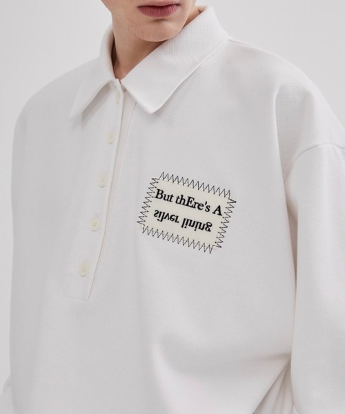 ESC STUDIO（イーエスシースタジオ）の「【ESC STUDIO/イーエスシースタジオ】patch polo mtm/パッチ ポロシャツ スウェット オーバーサイズ（ポロシャツ・メンズ・ブラック/ブルー/ホワイト・ONE SIZE）」の9枚目の写真
