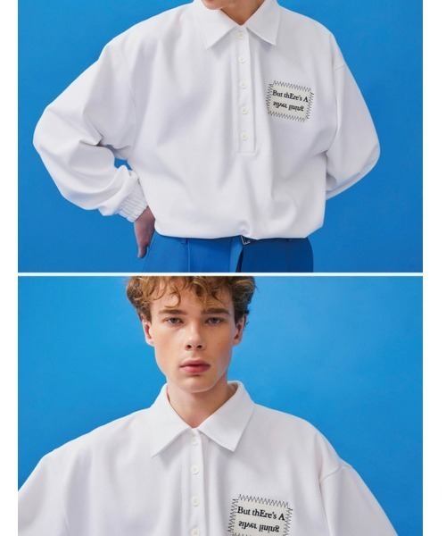 ESC STUDIO（イーエスシースタジオ）の「【ESC STUDIO/イーエスシースタジオ】patch polo mtm/パッチ ポロシャツ スウェット オーバーサイズ（ポロシャツ・メンズ・ブラック/ブルー/ホワイト・ONE SIZE）」の11枚目の写真