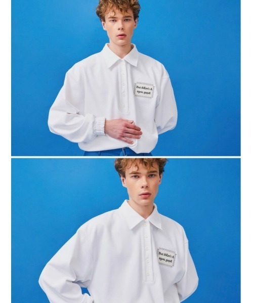 ESC STUDIO（イーエスシースタジオ）の「【ESC STUDIO/イーエスシースタジオ】patch polo mtm/パッチ ポロシャツ スウェット オーバーサイズ（ポロシャツ・メンズ・ブラック/ブルー/ホワイト・ONE SIZE）」の12枚目の写真