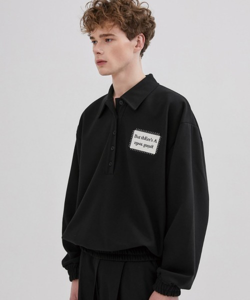 ESC STUDIO（イーエスシースタジオ）の「【ESC STUDIO/イーエスシースタジオ】patch polo mtm/パッチ ポロシャツ スウェット オーバーサイズ（ポロシャツ・メンズ・ブラック/ブルー/ホワイト・ONE SIZE）」の15枚目の写真