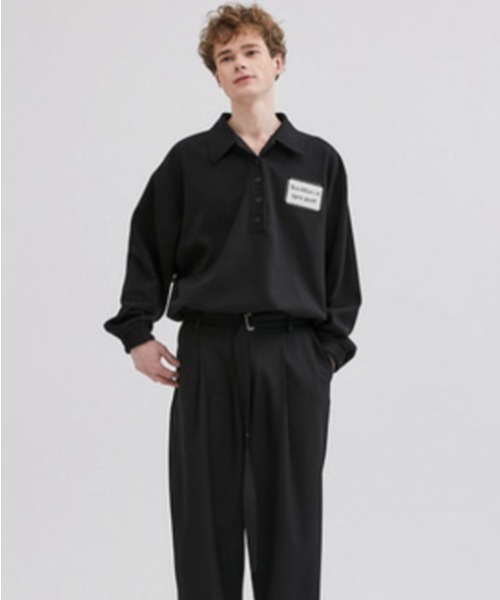 ESC STUDIO（イーエスシースタジオ）の「【ESC STUDIO/イーエスシースタジオ】patch polo mtm/パッチ ポロシャツ スウェット オーバーサイズ（ポロシャツ・メンズ・ブラック/ブルー/ホワイト・ONE SIZE）」の18枚目の写真